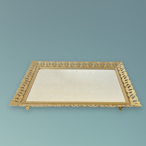 1954 Hollywood Regency Standing Mirror Vanity Display Tray 10x15” w/ Note - Picture 4 of 12